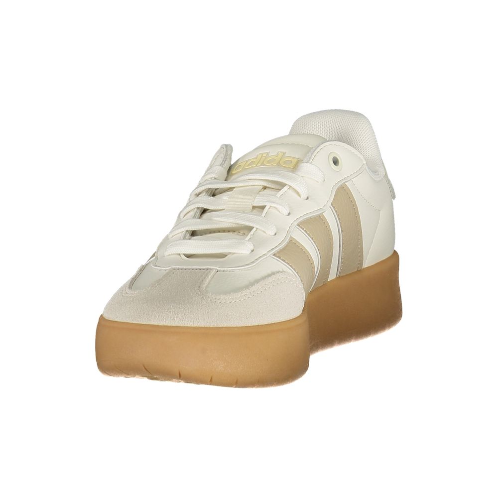 White Polyester Athletic Sneakers