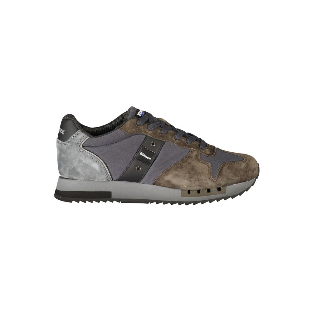 Gray Polyester Athletic Sneakers