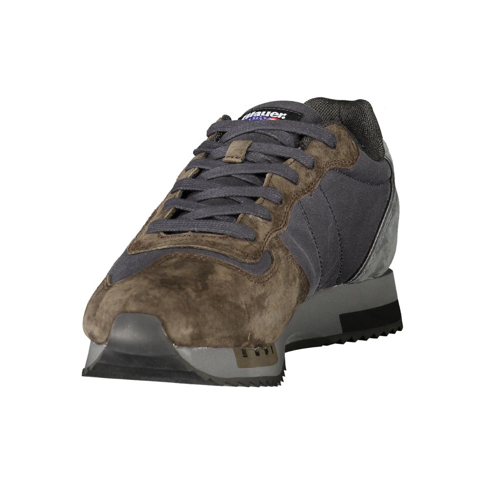 Gray Polyester Athletic Sneakers