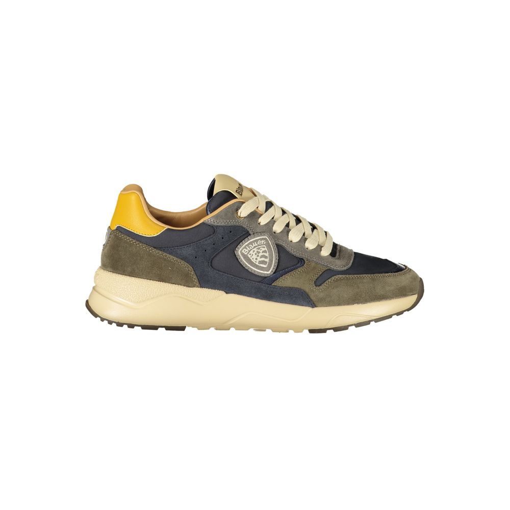 Green Polyester Athletic Sneakers
