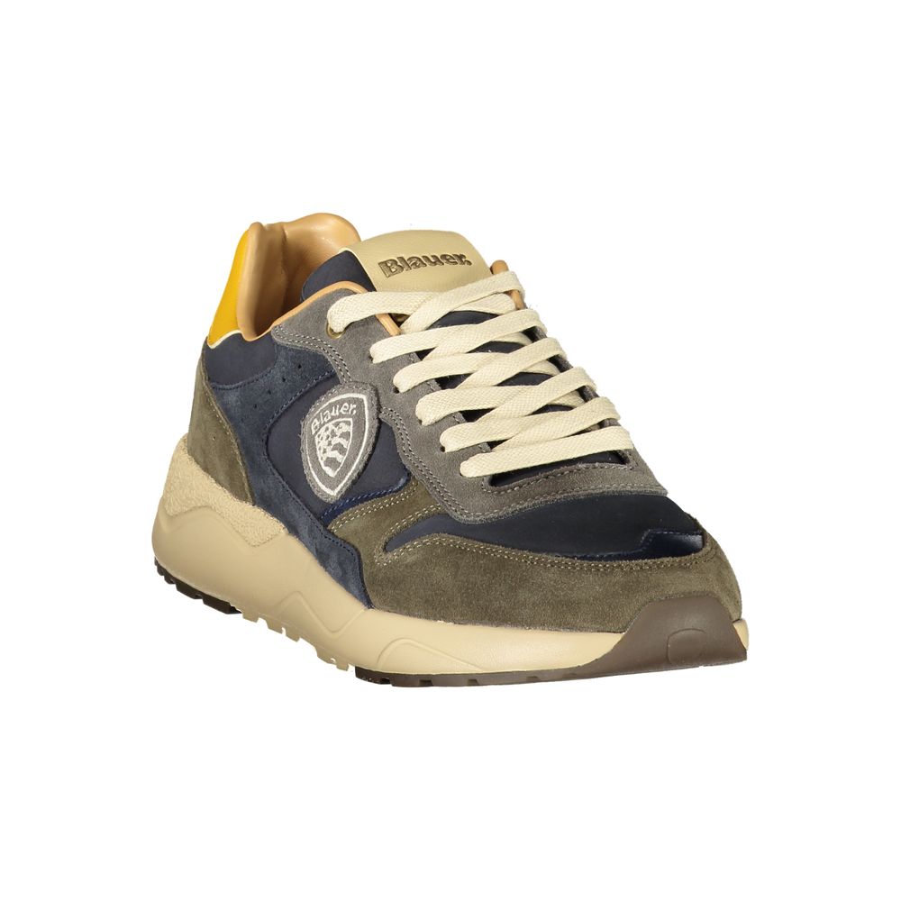 Green Polyester Athletic Sneakers