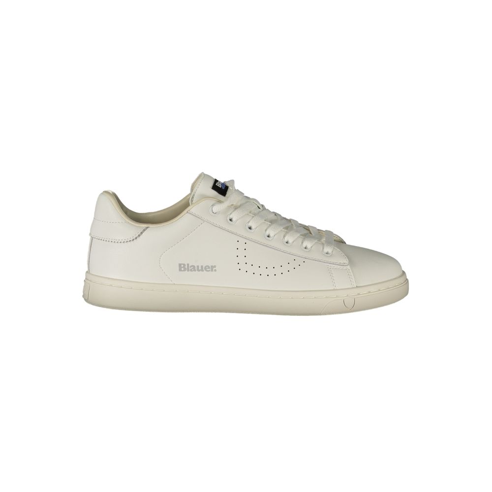 White Polyester Athletic Sneakers