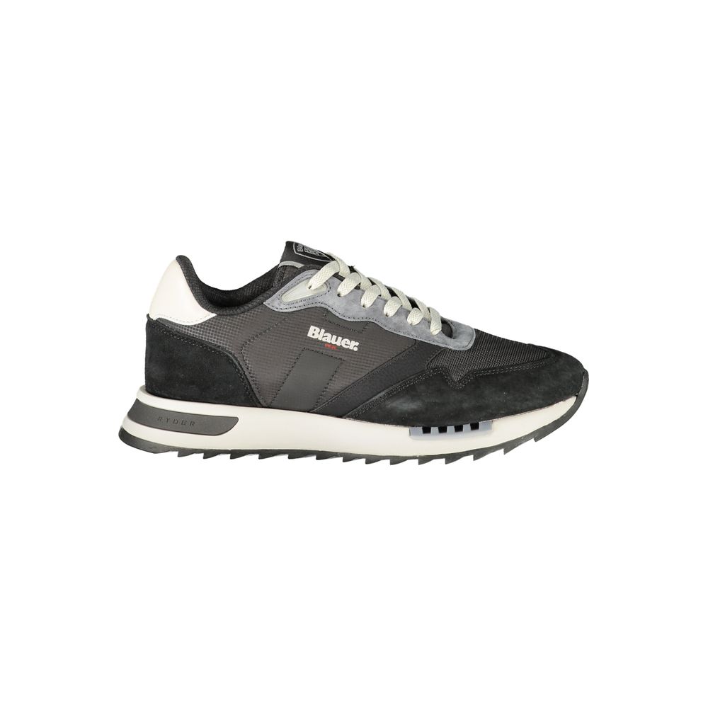 Black Polyester Athletic Sneakers