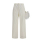 White Cotton Casual Pants