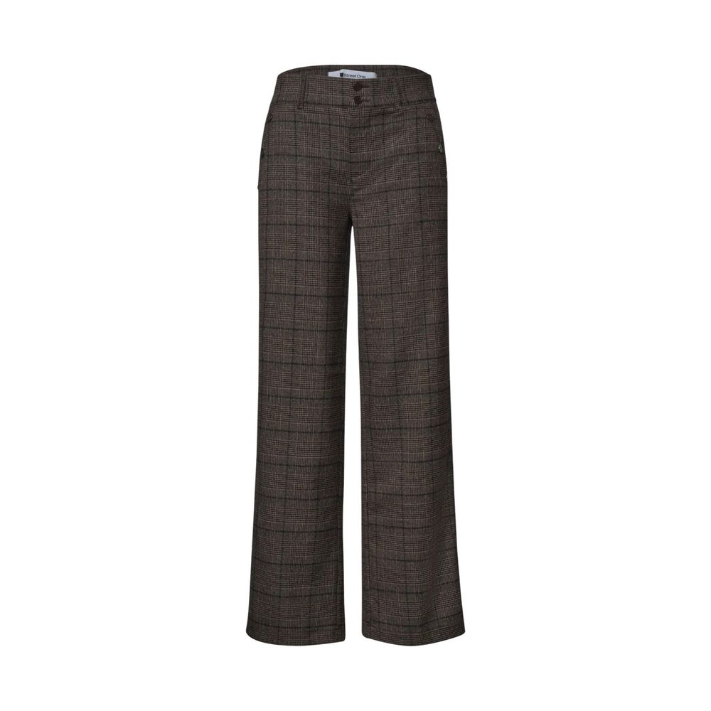 Brown Polyester Casual Pants