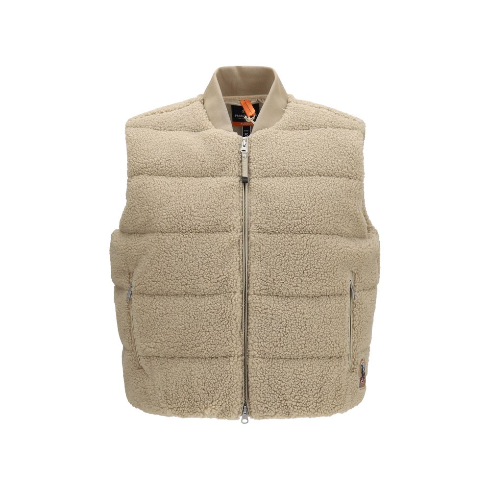 Beige Polyester Sleeveless Jacket