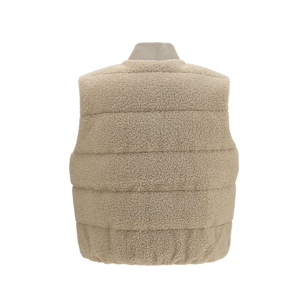 Beige Polyester Sleeveless Jacket