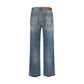 Blue Cotton Straight-Leg Jeans