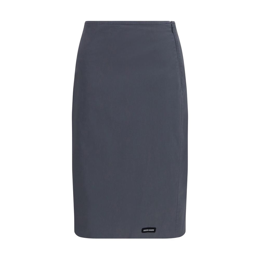 Gray Cotton Midi Skirt