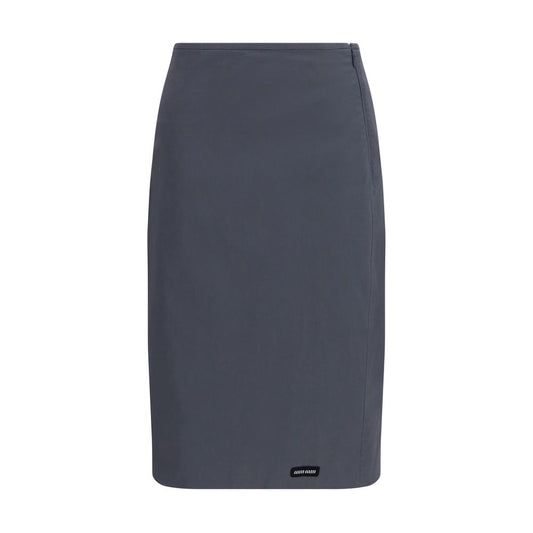 Gray Cotton Midi Skirt