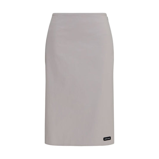 Gray Cotton Midi Skirt