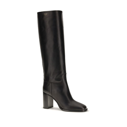 Black Calf Leather Bos Taurus High Heel Boots