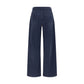 Blue Cotton Casual Pants