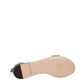 Green Leather Flat Sandals