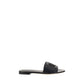Black Calf Leather Bos Taurus Flat Sandals