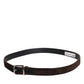 Men Brown Velvet Ridged Silver Buckle Belt