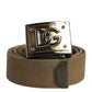 Men Military Green DG Logo Plaque Buckle Belt