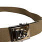 Men Military Green DG Logo Plaque Buckle Belt