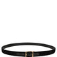 Men Black Velvet Gold Tone Metal Buckle Belt