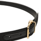 Black Canvas Leather Gold Metal Buckle Belt