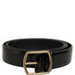 Black Patent Leather Gold Metal Buckle Belt