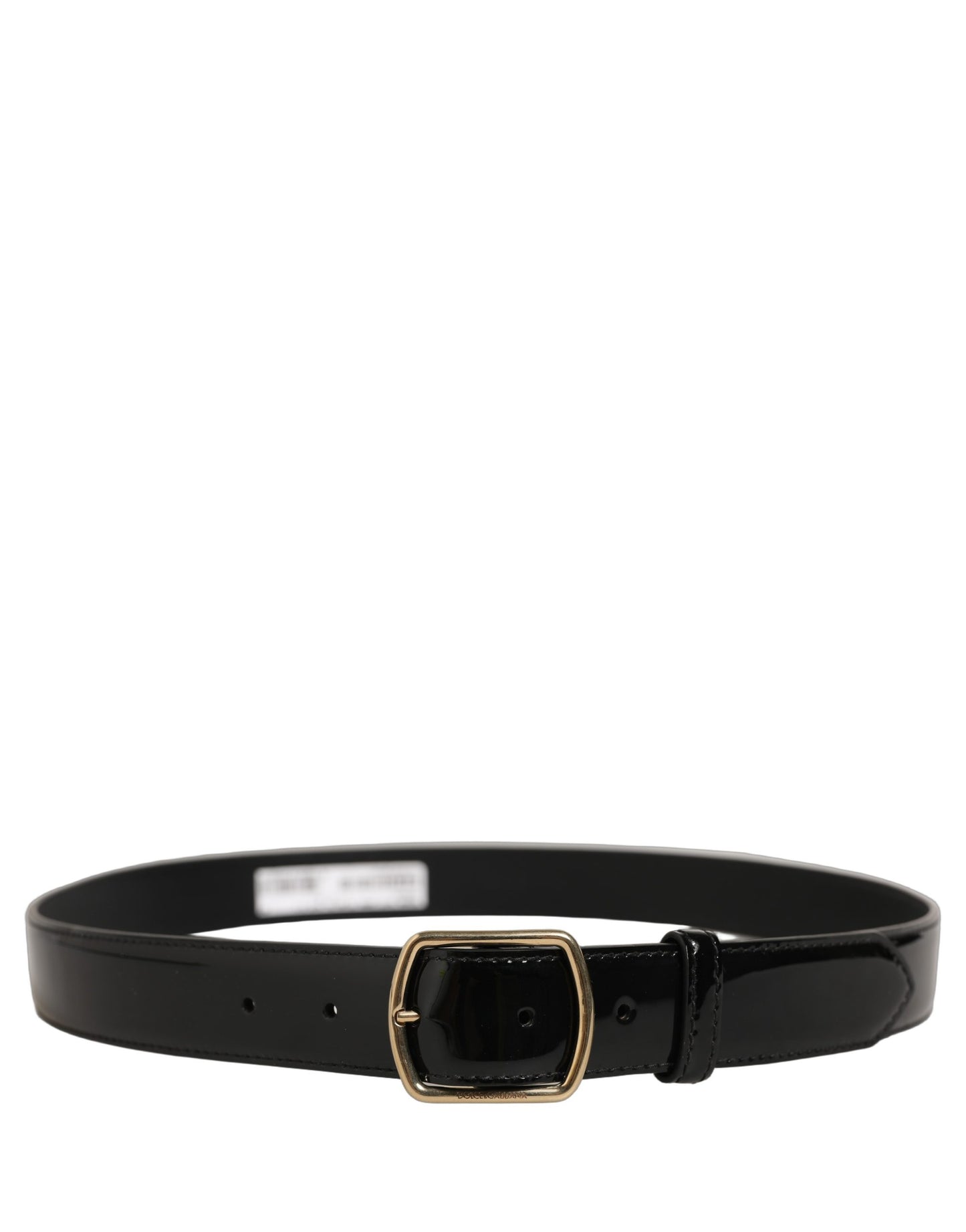 Black Patent Leather Gold Metal Buckle Belt