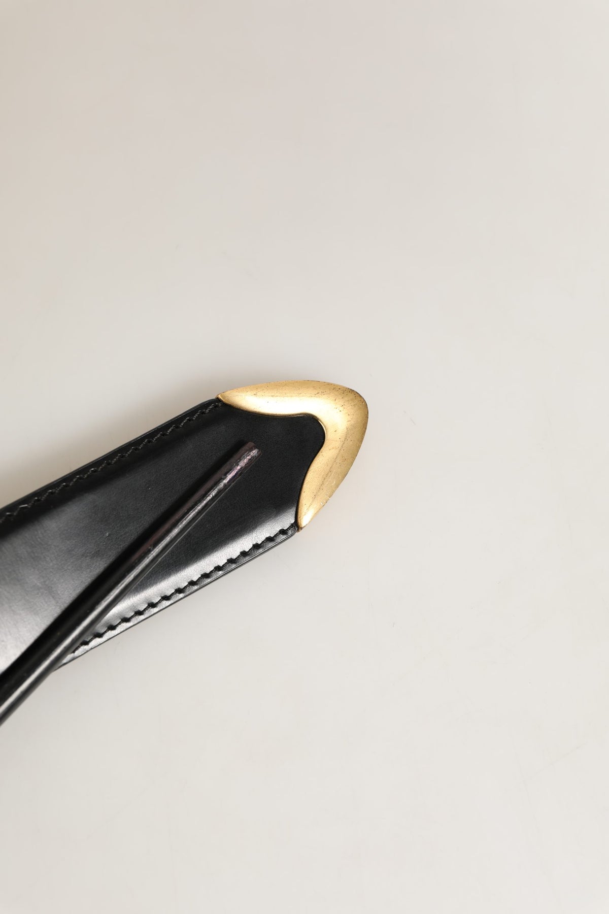 Black Leather Gold Logo Engraved Buckle Belt