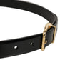 Black Classic Leather Gold Tone Buckle Belt