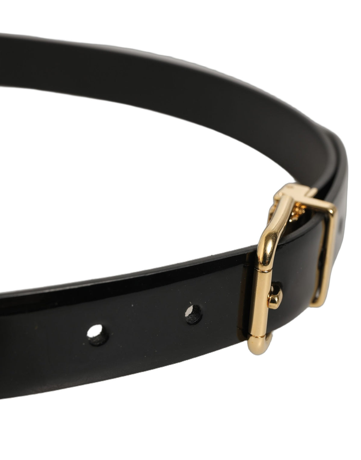 Black Classic Leather Gold Tone Buckle Belt