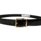 Black Classic Leather Gold Tone Buckle Belt