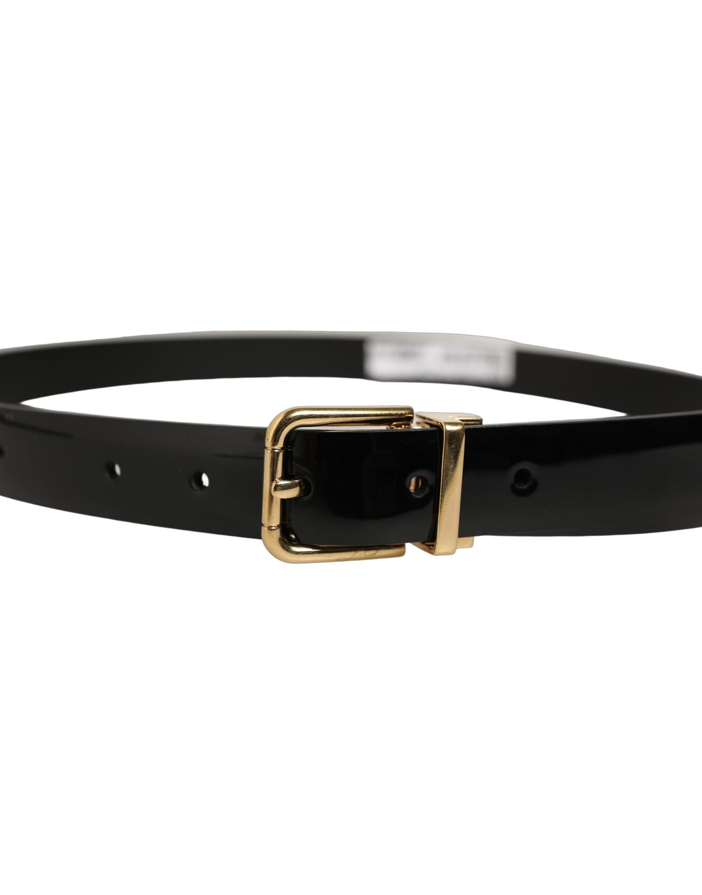 Black Classic Leather Gold Tone Buckle Belt
