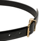 Black Classic Leather Gold Tone Buckle Belt