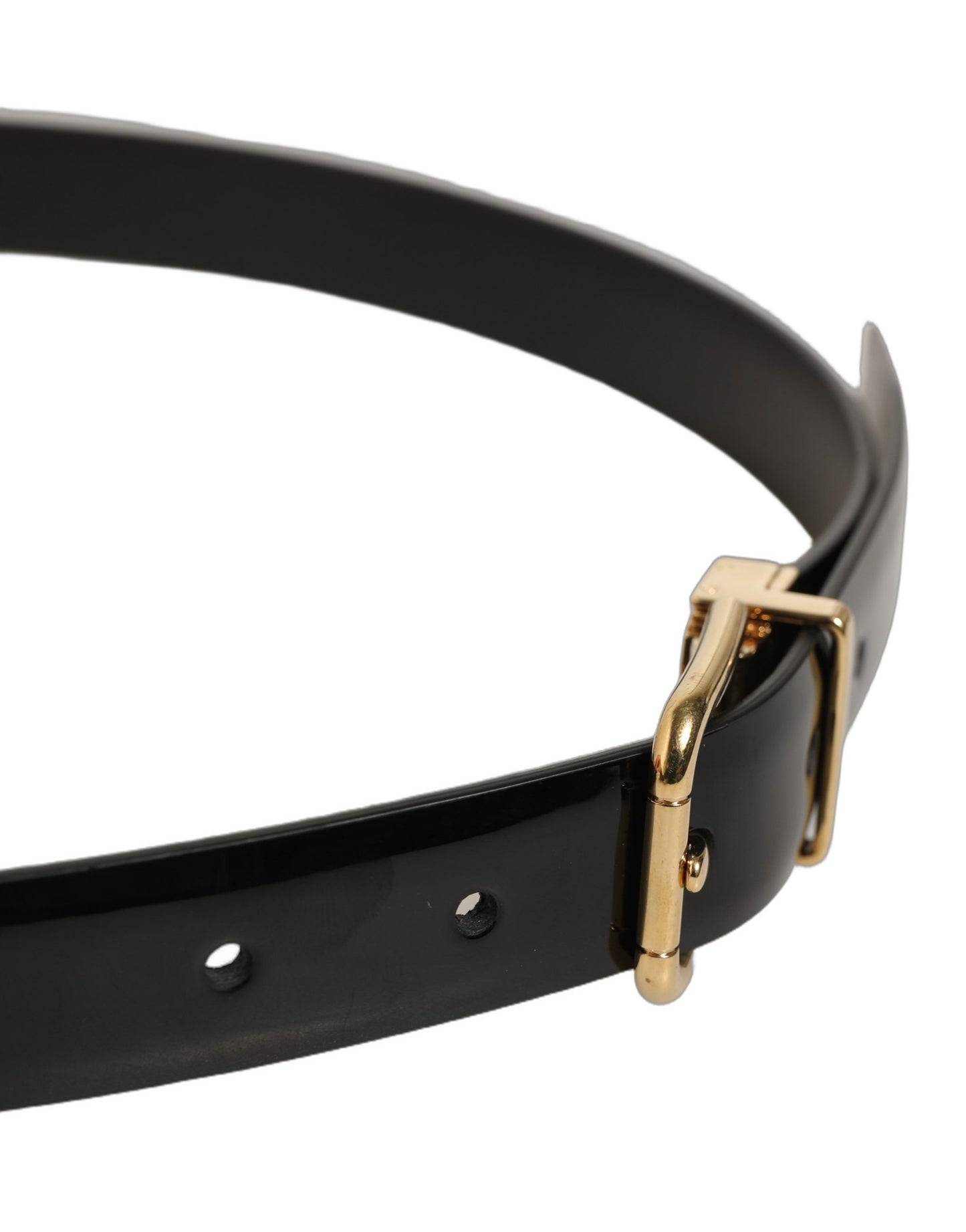 Black Classic Leather Gold Tone Buckle Belt