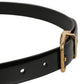 Black Classic Leather Gold Tone Buckle Belt