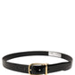Black Classic Leather Gold Tone Buckle Belt