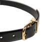 Black Classic Leather Gold Tone Buckle Belt