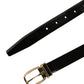 Black Classic Leather Gold Tone Buckle Belt