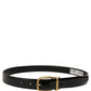 Black Classic Leather Gold Tone Buckle Belt