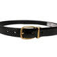 Black Classic Leather Gold Tone Buckle Belt