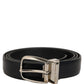 Blue Calf Leather Silver Metal Buckle Belt