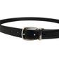 Blue Calf Leather Silver Metal Buckle Belt