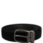 Black Cotton Metal Buckle Classic Men Belt
