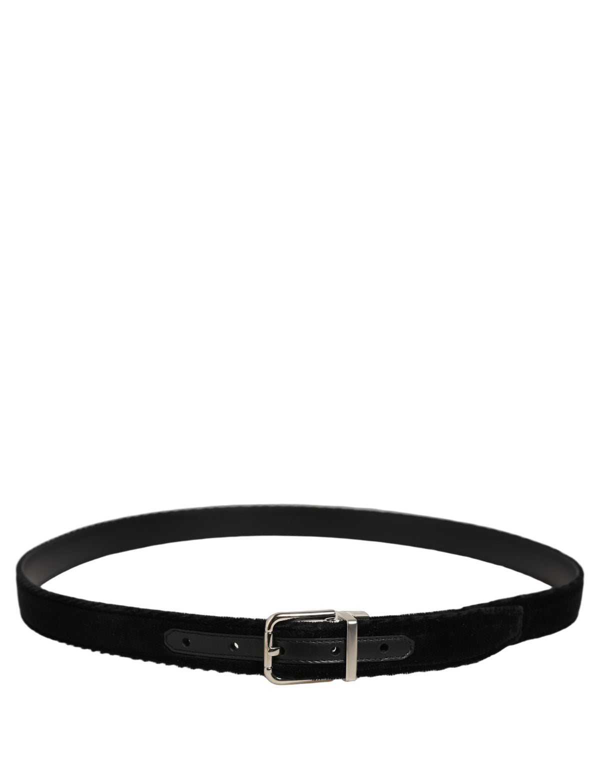 Black Velvet Silver Tone Metal Buckle Belt