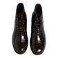 Dark Brown Leather Lace Up Short Boots Shoes