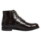 Dark Brown Leather Lace Up Short Boots Shoes