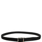 Black Classic Leather Silver Tone Buckle Belt