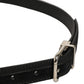 Black Classic Leather Silver Tone Buckle Belt
