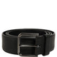 Black Calf Leather Classic Silver Buckle Belt