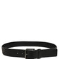 Black Calf Leather Classic Silver Buckle Belt