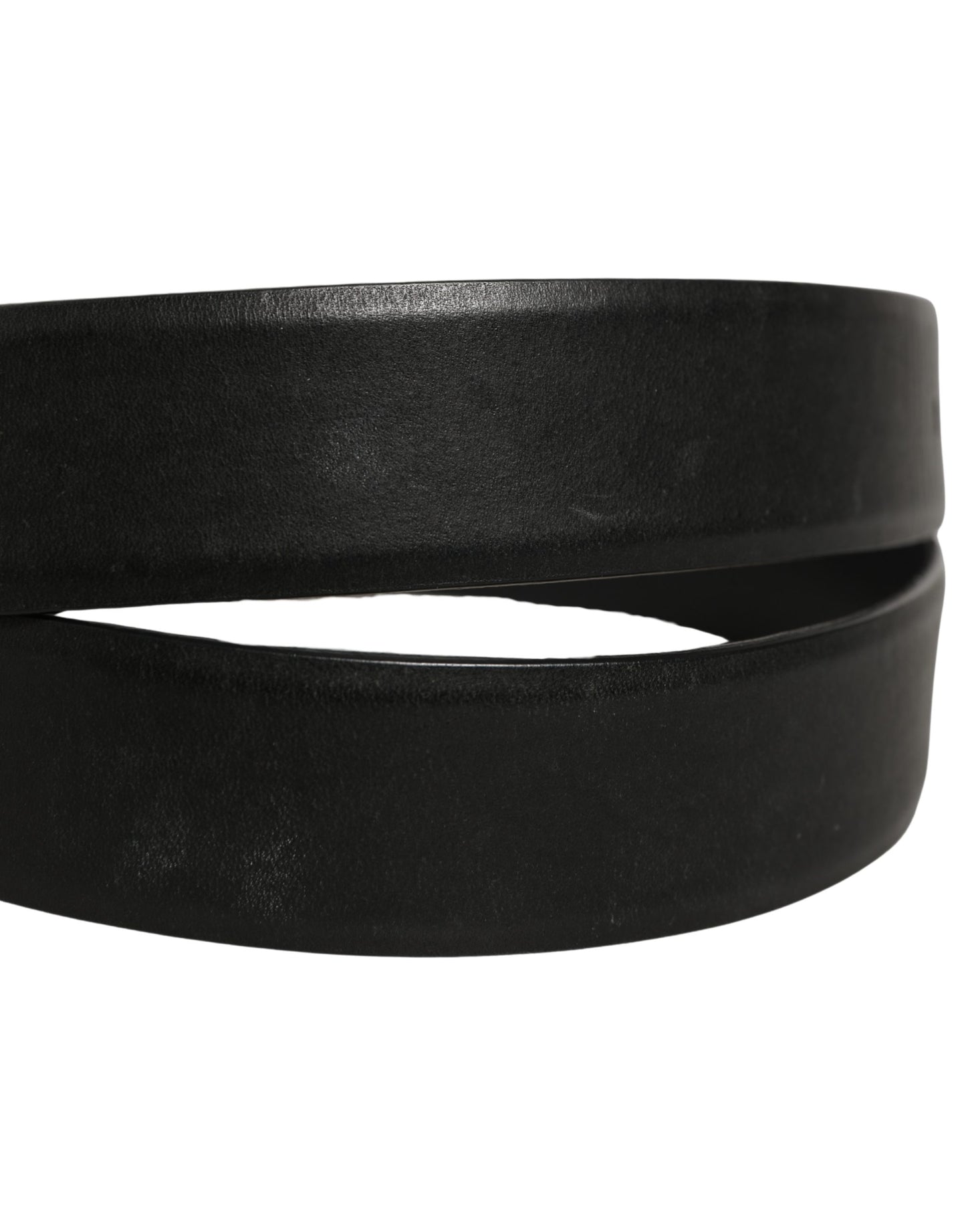 Black Calf Leather Classic Silver Buckle Belt